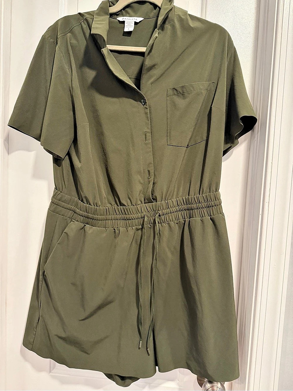 Athleta Avenue Romper Olive Green Utility Size Large